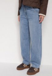 Niebieskie Jeansy z Bawełną w Stylu Balloon Vilinevera. Niebieskie jeansy damskie Born2be, bez wzorów, z bawełny. Za 109.99 zł.