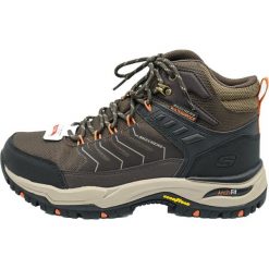 Buty trekkingowe męskie Skechers 204634BRN. Brązowe buty sportowe męskie Skechers, z materiału, za kostkę, bez zapięcia. Za 590.00 zł.