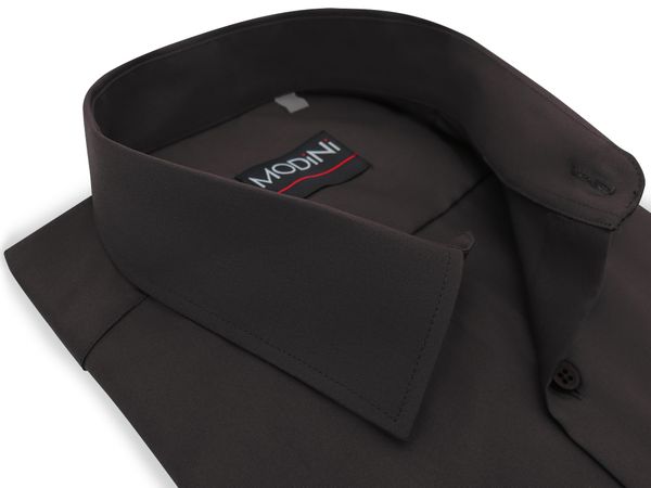 Brązowa gładka koszula męska MODINI A70. Brązowe koszule męskie Modini Moda Męska, m, bez wzorów, z bawełny, casualowe, bez kołnierzyka, bez ramiączek. W wyprzedaży za 189.00 zł.
