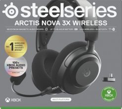 Steelseries Arctis Nova 3X Zestaw słuchawkowy Bezprzewodowy Opaska na głowę Muzyka/dzień powszedni Bluetooth Czarny. Czarne słuchawki bezprzewodowe STEELSERIES. Za 436.93 zł.