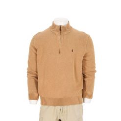 Second life - Sweter męski beżowy - Stan bardzo dobry. Brązowe swetry męskie Ralph Lauren, l, bez wzorów, z materiału, biznesowe, bez kołnierzyka, bez ramiączek. Za 255.56 zł.