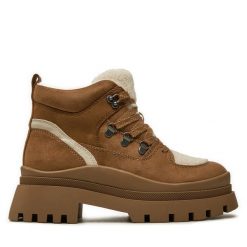 Botki Aldo. Brązowe botki damskie Aldo, bez wzorów, bez obcasa, na płaskiej podeszwie, bez zapięcia. Za 579.99 zł.