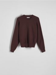 Sweter regular z wiskozą - ciemnobrązowy. Brązowe swetry nierozpinane damskie Reserved, l, bez wzorów, z dzianiny, bez kołnierzyka, bez ramiączek. W wyprzedaży za 69.99 zł.