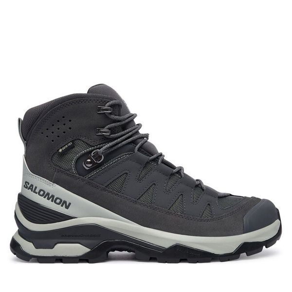 Trekkingi Salomon. Szare botki męskie Salomon, bez wzorów, z gore-texu, bez obcasa, bez zapięcia. Za 859.99 zł.