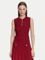 Guess Bluzka W6YR24 Z0970 Bordowy Slim Fit. Czerwone bluzki damskie Guess, s, z aplikacjami, z syntetyku, bez kołnierzyka, bez ramiączek. Za 344.99 zł.