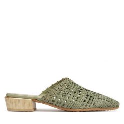 Klapki Hispanitas. Zielone klapki damskie Hispanitas, bez wzorów, bez obcasa, bez zapięcia. Za 549.99 zł.