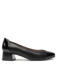 Caprice Czółenka 9-22306-43 Czarny. Czarne czółenka damskie Caprice, bez wzorów, ze skóry, bez obcasa, bez zapięcia. Za 204.99 zł.