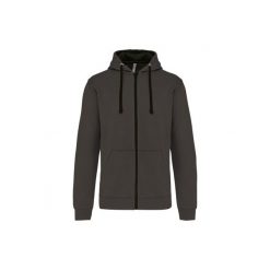 Bluza z kapturem z kontrastowym zamkiem błyskawicznym Kariban. Czarne bluzy damskie KARIBAN, m, bez wzorów, z bawełny, bez ramiączek, z kapturem. Za 229.00 zł.