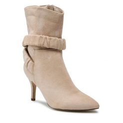 Botki DeeZee. Brązowe botki damskie DeeZee, bez wzorów, bez obcasa, na szpilce, bez zapięcia. Za 119.99 zł.