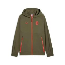 Kurtka dresowa AC Milan 2026/27. Zielone kurtki sportowe męskie Puma, m, bez wzorów, z dresówki, bez kaptura, do piłki nożnej. Za 389.50 zł.