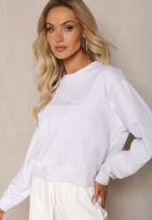 Jasnoszara Oversize Bluza z Bawełny o Krótkim Fasonie Sibolla. Szare bluzy damskie Renee, l, bez wzorów, z bawełny, casualowe, bez ramiączek, bez kaptura. Za 89.99 zł.