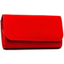 Duży portfel damski ze skóry ekologicznej w czerwonym kolorze z kieszonką zewnętrzną, zamykany na zatrzask - 4U Cavaldi. Czerwone portfele damskie 4U Cavaldi, ze skóry ekologicznej. Za 45.00 zł.