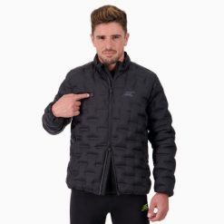 Kurtka puchowa męska z ogrzewaniem na wędrówki WARM DOWN JACKET. Czarne kurtki męskie BODYCROSS, na zimę, m, bez wzorów, z puchu, bez kaptura. Za 1,629.99 zł.