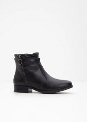 Krótkie botki marki Rieker. Czarne botki damskie bonprix, bez wzorów, bez obcasa, bez zapięcia. Za 339.99 zł.