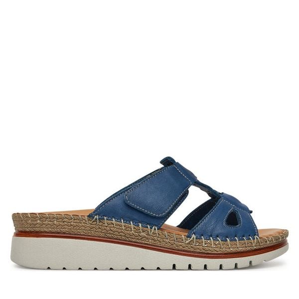 Klapki Manitu. Niebieskie klapki damskie Manitu, bez wzorów, bez obcasa, bez zapięcia. Za 199.99 zł.