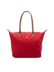 Tommy Hilfiger Torebka Popette Tote AW0AW17711 Czerwony. Czerwone shopperki damskie Tommy Hilfiger, bez wzorów, z materiału, bez dodatków. Za 409.99 zł.