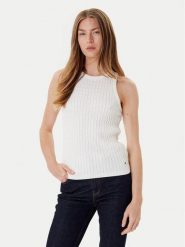 Tommy Hilfiger Top WW0WW45706 Écru Slim Fit. Topy damskie Tommy Hilfiger, l, bez wzorów, z bawełny, bez kołnierzyka, bez ramiączek. Za 339.99 zł.