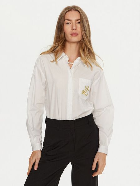 Luisa Spagnoli Koszula Legenda 541508 Biały Regular Fit. Białe koszule damskie Luisa Spagnoli, l, bez wzorów, z bawełny, bez kołnierzyka, bez ramiączek. Za 539.99 zł.