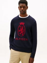 Tommy Hilfiger sweter z dzianiny Mężczyźni Bawełna niebieski|czerwony, XL. Czerwone swetry męskie Tommy Hilfiger, m, bez wzorów, z bawełny, bez kołnierzyka, bez ramiączek. Za 379.95 zł.