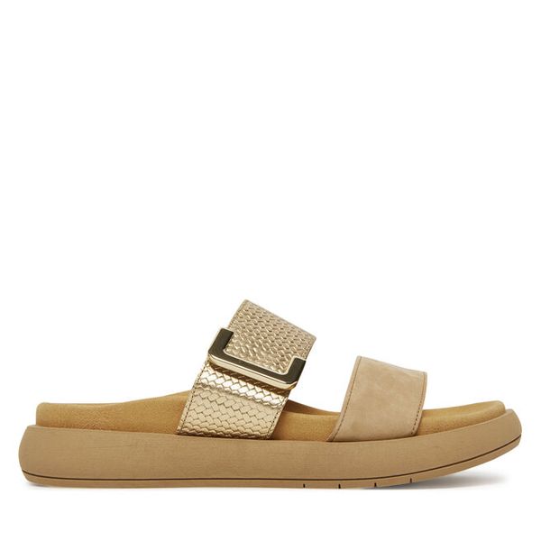 Klapki Gabor. Brązowe klapki damskie Gabor, bez wzorów, bez obcasa, bez zapięcia. Za 459.99 zł.