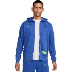 Męska Bluza Z Kapturem FC Barcelona Z Pełnym Zamkiem Błyskawicznym. Niebieskie bluzy męskie Nike, m, bez wzorów, bez ramiączek, z kapturem. Za 449.99 zł.