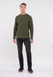 Bawełniany sweter basic S-MIGO. Czarne swetry męskie Volcano, l, bez wzorów, z bawełny, eleganckie, bez kołnierzyka, bez ramiączek. Za 149.99 zł.