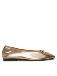 Tommy Hilfiger Baleriny Ballerina Soft Leather Metallic FW0FW08452 Złoty. Żółte balerinki damskie Tommy Hilfiger, bez wzorów, ze skóry, bez obcasa, bez zapięcia. Za 379.99 zł.