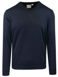 Męski Sweter z Miękkiej i Delikatnej Tkaniny - Brave Soul - Granat. Niebieskie swetry męskie Brave Soul, l, bez wzorów, z poliesteru, biznesowe, bez kołnierzyka, bez ramiączek. Za 79.00 zł.