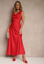 Czerwona Taliowana Sukienka Vices Wiązana przy Karku Zinvea. Czerwone sukienki damskie Renee, na co dzień, l, bez wzorów, eleganckie, bez kołnierzyka, bez ramiączek, maxi, kopertowe. Za 109.99 zł.