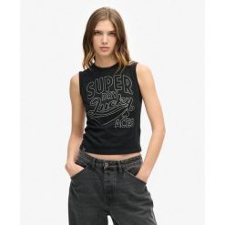 Kamizelka Slim z Retro Ozdobami. Czarne bielizna sportowa damska Superdry, bez wzorów. W wyprzedaży za 159.65 zł.