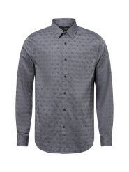 GUESS koszula biznesowa Mężczyźni Regular Fit Bawełna szary, L. Szare koszule męskie Guess, l, z aplikacjami, z bawełny, biznesowe, bez kołnierzyka, bez ramiączek. Za 199.95 zł.