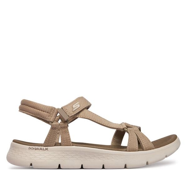 Sandały Skechers. Brązowe sandały damskie Skechers, bez wzorów, bez obcasa, na płaskiej podeszwie, bez zapięcia. Za 153.99 zł.