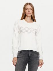 Liu Jo Sport Sweter TF4286 MS63L Biały Regular Fit. Białe swetry nierozpinane damskie Liu Jo Sport, l, bez wzorów, z wiskozy, sportowe, bez kołnierzyka, bez ramiączek. Za 479.99 zł.