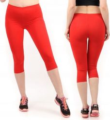 Legginsy damskie 3/4 krótkie Polskie bawełniane Getry Czerwone 5XL. Czerwone legginsy damskie LAEMI, bez wzorów, z bawełny. Za 39.99 zł.
