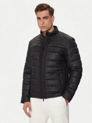 Guess Kurtka przejściowa M4YL16 WFHD0 Czarny Regular Fit. Czarne kurtki męskie Guess, m, z aplikacjami, ze skóry, bez kaptura. Za 577.50 zł.