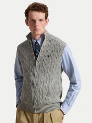 Polo Ralph Lauren Sweter 710B23522001 Szary Regular Fit. Szare swetry męskie Polo Ralph Lauren, m, bez wzorów, z bawełny, bez kołnierzyka, bez ramiączek. Za 1,199.00 zł.