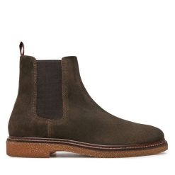 Sztyblety Marco Tozzi. Brązowe botki męskie Marco Tozzi, bez wzorów, bez obcasa, bez zapięcia. Za 319.99 zł.