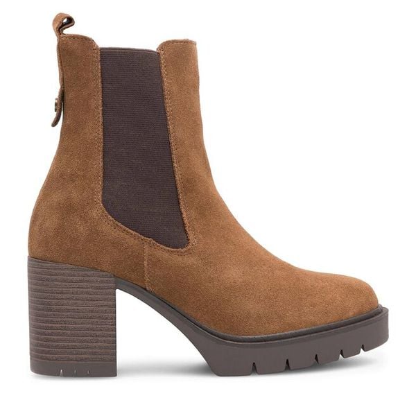 Botki Lasocki. Brązowe botki damskie Lasocki, bez wzorów, bez obcasa, na słupku, bez zapięcia. Za 269.99 zł.