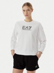 EA7 Emporio Armani Komplet bluza i szorty sportowe 7W000974 AF13135 M0003 Biały Regular Fit. Białe bluzy damskie EA7 Emporio Armani, m, bez wzorów, z bawełny, sportowe, bez ramiączek, bez kaptura. Za 408.99 zł.
