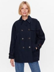 Tommy Hilfiger Płaszcz przejściowy WW0WW38943 Granatowy Regular Fit. Niebieskie płaszcze damskie Tommy Hilfiger, bez wzorów, z bawełny, bez kołnierzyka, bez kaptura. Za 1,439.00 zł.