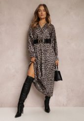 Czarno-Beżowa Sukienka Rozkloszowana z Gumką w Pasie Philida. Czarne sukienki damskie Renee, na co dzień, m, bez wzorów, eleganckie, bez kołnierzyka, bez ramiączek, maxi, rozkloszowane. Za 109.99 zł.