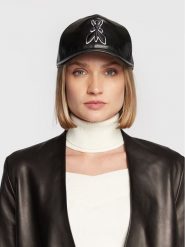 Patrizia Pepe Czapka z daszkiem 8F1650/E005-K103 Czarny. Czarne czapki damskie Patrizia Pepe, bez wzorów, ze skóry. Za 299.99 zł.