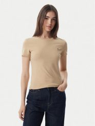 Tommy Jeans T-Shirt DW0DW20459 Beżowy jasny Slim Fit. Brązowe t-shirty damskie Tommy Jeans, m, bez wzorów, z bawełny, bez kołnierzyka, bez ramiączek. Za 129.99 zł.