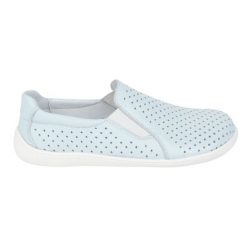 Olivier Barefoot Damskie półbuty skórzane minimalistyczne ażurowe wsuwane 1308POL błękitne niebieskie. Niebieskie półbuty damskie w ażurowe wzory, ze skóry, biznesowe, bez obcasa, na płaskiej podeszwie, bez zapięcia. Za 453.66 zł.