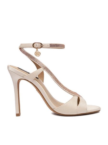 Nine West Sandały EO-LS1005252-1 Écru. Białe sandały damskie Nine West, bez wzorów, z materiału, bez obcasa, na szpilce, bez zapięcia. Za 139.99 zł.