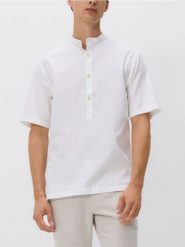 Koszula ze stójką regular fit - biały. Białe koszule męskie Reserved, l, bez wzorów, z bawełny, bez kołnierzyka, bez ramiączek. Za 129.99 zł.