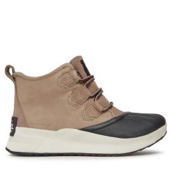 Botki Sorel. Brązowe botki damskie Sorel, bez wzorów, bez obcasa, na płaskiej podeszwie, bez zapięcia. Za 469.99 zł.