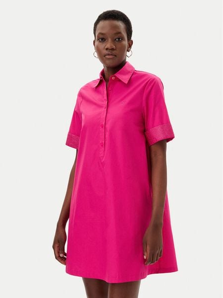 LOLA CASADEMUNT Sukienka koszulowa LS2516065 Różowy Regular Fit. Czerwone sukienki damskie LOLA CASADEMUNT, s, bez wzorów, z bawełny, bez kołnierzyka, bez ramiączek, koszulowe. Za 269.99 zł.
