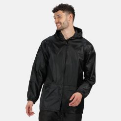 Kurtka Przeciwdeszczowa Męska Stormbreak. Czarne kurtki męskie Regatta, m, bez wzorów, z materiału, z kapturem. Za 149.99 zł.