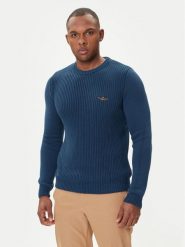 Aeronautica Militare Sweter 252MA1571UL00409 Niebieski Slim Fit. Niebieskie swetry męskie Aeronautica Militare, m, bez wzorów, z bawełny, bez kołnierzyka, bez ramiączek. Za 589.99 zł.
